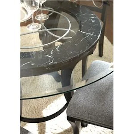 Round Glass Dining Table with Trestle Base